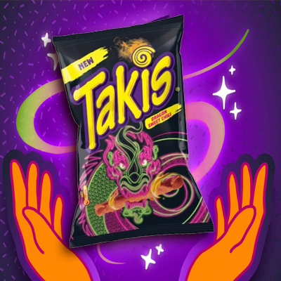 Bag of Takis Dragon Sweet Chili with vibrant, fiery packaging featuring a dragon design.